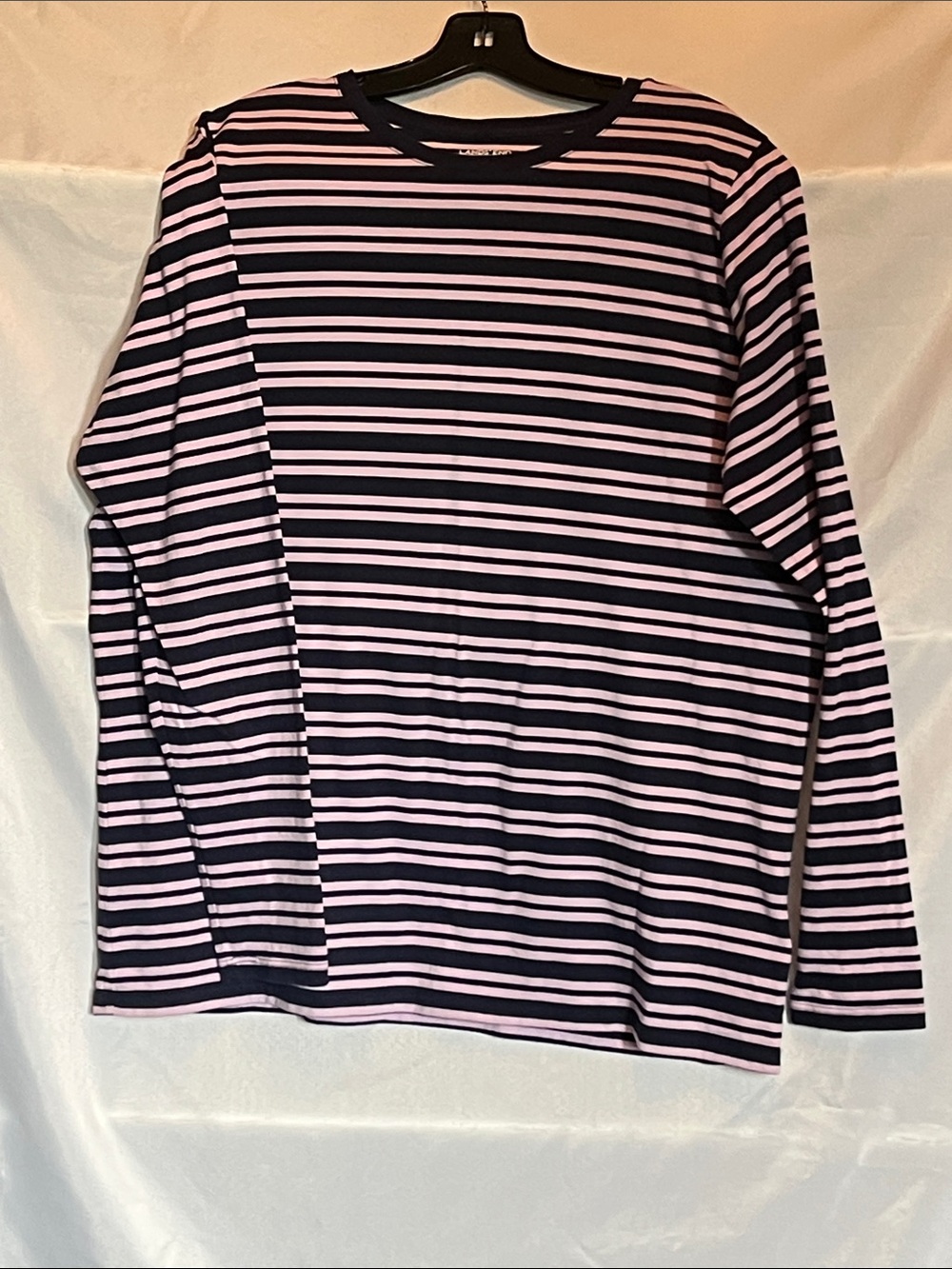 Lands' End Pink and Blue Striped Long-Sleeve Tee